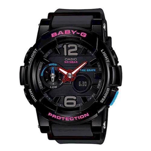 Image of sort resin med stål Baby-G quartz multifunktion Dame ur fra Casio